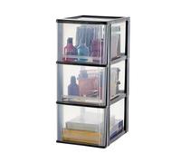 Iris Ohyama, Tour de Rangement Plastique, 3 Grands Tiroirs, Noir, Ouverture Facile, Format A4, A5 & A6, Meuble, pour Bureau, Fourniture Scolaire, Papeterie, Sans BPA, Sans BPA, DDOCH-2300