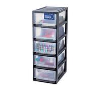 Iris Ohyama, Tour de rangement plastique noir, 5 petit tiroirs de rangement bureau, fournitures, accessoires, pour Salle de Bain, MSD-1