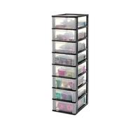 IRIS OHYAMA Tour de rangement 8 tiroirs - Noir et transparent - 56 L - 35,5 x 26 x 96 cm