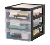 Iris Ohyama, Tour de rangement Plastique Bureau A5, 3 Petits Tiroirs,Noir, DC-A5