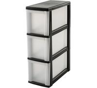 Iris Ohyama, Tour de rangement plastique, Tiroir rangement bureau de 10L, 3 Tiroirs, NSC-203, Noir- L40 x P20 x H62 cm