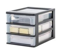 Iris Ohyama 130013.0 OCH-2030 A4-Tour de Rangement avec 3 Tiroirs Plastique Noir/Transparent 26 x 35,5 x 25,5 cm