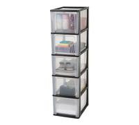 Iris Ohyama, Tour de Rangement, Tour Plastique, Organisateur,Tour Plastique, 5 tiroirs, 13L, Format A4, Bureau, Salon - Organizer Chest OCH-2500 - Noir