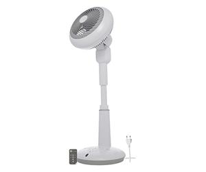 Iris Ohyama Woozoo, Ventilateur sur Pied, 37㎡, Blanc, 10 Vitesses, Télécommande, Moteur DC, Silencieux 25 dB Mode Nuit, Oscillation Multidirectionnelle, Minuterie 8h, Puissant, STF-DC15T