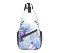 Iris Papillon à Fleurs Blanches Violettes Sac bandoulière, Sac à bandoulière décontracté pour Homme et Femme