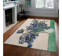 Iris Peinture à l Huile de Cuisine Tapis 180x240cm Antidérapant Violet Floral Vintage Vase Imprimer Tapis de Sol de Chambre d Enfant Doux à Poils Ras pour Salle à Manger de Bain de Classe