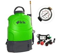 Iris - Pulvérisateur à Batterie 16L Lithium 12V 8Ah Autonomie 5h Pompe Haute Pression Lance INOX Extensible Manomètre Harnais Ergonomique + 3 Buses Anti-Corrosion
