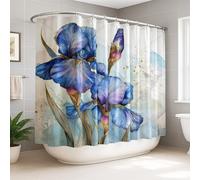 Iris Rideau de douche extra large lavable avec crochets pour maison, salle de bain, décoration d'hôtel Bleu printemps 274 x 183 cm