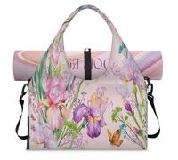 Iris Sac de sport avec compartiment à chaussures Motif fleurs et papillons, couleur, L, Sac de voyage
