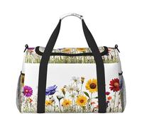 Iris Sac de sport pour femme avec imprimé papillon et fleurs - Sac de voyage pour homme, petit et moyen sac de week-end pour femme, sac de sport