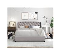 iris Solide et Confortable Lit 140x200 avec Sommier avec 4 tiroirs+Tete de lit Couleur GRIS r