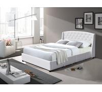 iris - Solide et Confortable Lit 160x200 avec Sommier avec 4 tiroirs + Tete de lit Couleur BLANC + Pieds en 4 cm - 2 x 13 Lattes - revetement PVC Simili facile d'entretien - Montage Rapide et Facile