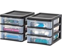 IRIS USA CDD-XS3 Système de bureau compact 3 tiroirs Noir Lot de 2