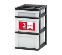 IRIS USA Chariot de rangement à 3 tiroirs - Organiseur en plastique pour fournitures de classe, fournitures artistiques, petites pièces, perle/noir