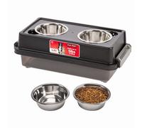 IRIS USA Gamelles surélevées 2 en 1 pour chien de 15,2 cm de hauteur avec récipient hermétique pour aliments pour animaux domestiques pouvant supporter jusqu'à 2,3 kg, 4 bols amovibles en acier