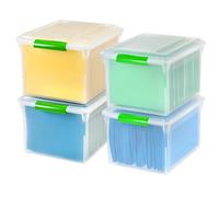 Iris USA, Inc. Lot de 4 boîtes de classement de Format Lettre et légal avec poignée Verte, Transparent, 34 litres (585240)