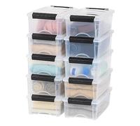 IRIS USA Lot de 10 boîtes de rangement en plastique avec couvercle sécurisé et boucles de verrouillage, transparentes, empilables et durables