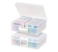IRIS USA Lot de 2 boîtes de rangement pour photos 10,2 x 15,2 cm, conteneur principal avec 16 étuis d'organisation pour photos, artisanat, scrapbooking, papeterie, protection et organisation, perle