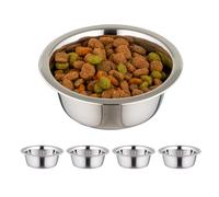 IRIS USA - Lot de 5 gamelles pour chien en acier inoxydable de 473,6 g pour nourriture et eau, durables et faciles à nettoyer, parfaites pour les petits chiens et les chiots, gamelles d'eau en acier