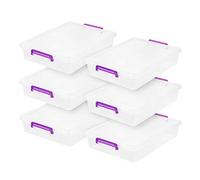 IRIS USA Lot de 6 bacs de rangement en plastique avec couvercles pour loisirs créatifs, organiseur de fournitures artistiques, organiseur pour loisirs créatifs, empilables et loquet sécurisé,
