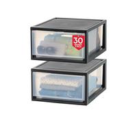 IRIS USA MSD-3 Lot de 2 tiroirs empilables en plastique, 29,5 L, noir