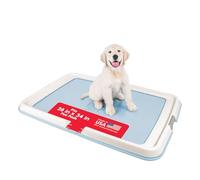 IRIS USA - Plateau de propreté carré pour Chiens et Chiots Grands, à verrous, Pieds antidérapants, Finition polie, Nettoyage Facile, Anti-fuites, pour alèses de 58,4 x 88,9 cm, Bleu