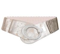 Irisaa Ceinture large pour femme, ceinture élastique, ceinture abdominale, ceinture extensible avec fermeture à crochet, Strass dorés, taille unique