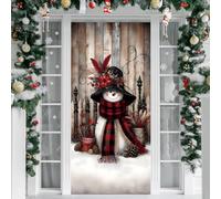 Irisbell Housse de porte de Noël avec élastique, 89 x 210 cm, en tissu extensible pour décoration de porte d'entrée, bannière de fête de Noël pour intérieur et extérieur (motif 1)