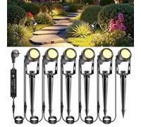 IRISECO Éclairage de jardin avec électricité, 6 spots de jardin avec piquet, 3 W, blanc chaud, étanche IP65, pour pelouse, maison, cour, arbre, arrière-cour, terrasse (1800 lumens)