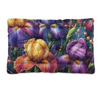 Irises Happy Mardi Gras Matelas de couchage lavable, antidérapant, doux et confortable pour chiens de taille moyenne/grande 91,4 x 61 cm