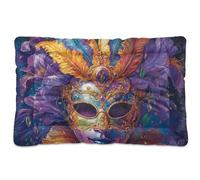 Irises Happy Mardi Gras Matelas de couchage lavable doux et antidérapant pour chiens de petite, moyenne et grande taille, 91,4 x 61 cm