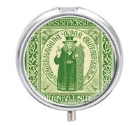 Irish Blessing Boîte à pilules ronde de voyage portable pour la Saint-Patrick 23 compartiments en métal pour médicaments et vitamines