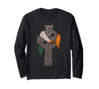 Irish Celtic Cross - Irlande Flag - St Patricks Day Manche Longue