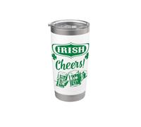 Irish Cheers St Patrick Fête de la bière Trèfle Gobelet isotherme en acier inoxydable double paroi