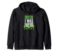 Irish I Was Gaming Funny Gamer Humour St Patrick's Day Dire Sweat à Capuche