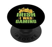 Irish I Was Gaming Funny St Patrick Day Gamer PopSockets PopGrip Adhésif