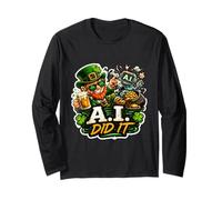 Irish It Was A.I Funny St Patrick Day Tech Humour Trèfle Manche Longue