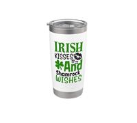 Irish Kisses And Shamrock souhaite un trèfle pour la Saint-Patrick Gobelet isotherme en acier inoxydable double paroi