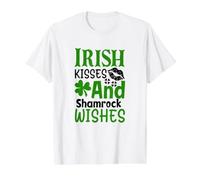 Irish Kisses and Shamrock Souhaite Un trèfle pour la Saint-Patrick T-Shirt Graphique avec Valeur, Homme, Blanc, XL