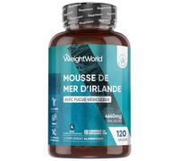 Irish Sea Moss 4640mg - 120 Gélules Vegan Multi-Usages pour 4 Mois avec Fucus Vésiculeux - Source Riche en Multivitamines & Minéraux : Iode, Calcium, Magnésium, Potassium & Vitamine C