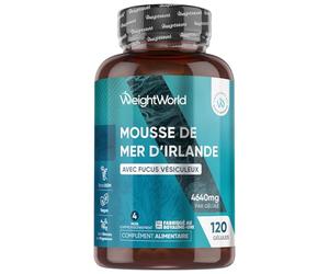 Irish Sea Moss 4640mg - 120 Gélules Vegan Multi-Usages pour 4 Mois avec Fucus Vésiculeux - Source Riche en Multivitamines & Minéraux : Iode, Calcium, Magnésium, Potassium & Vitamine C