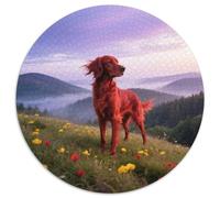 Irish Setter, Puzzle Logique Rond, 1000 Pièces Décoré Parchien de Compagnie, Expérience Solitaire Idéale 1000pcs (67.5x67.5cm)