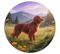 Irish Setter, Puzzle Rond 1000 Pièces Agrémenté Dechien de Compagnie, Parfait pour Un Dimanche Pluvieux À La Maison 1000pcs (67.5x67.5cm)