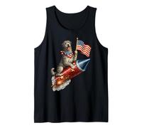 Irish Wolfhound 4th of July 4th American Flag Fireworks Débardeur