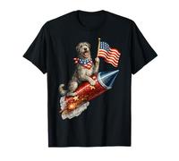 Irish Wolfhound 4th of July 4th American Flag Fireworks T-Shirt