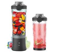 Irishom Blender Portable 600ml, Presse-agrumes Electrique, Mixeur Blender 2000mAh, Etanche IP67, pour Shakes et Smoothies, Rechargeable, pour Voyages/Sports/Bureau/Domicile/Randonnée/Aptitude, Noir