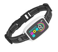 Irishom Collier Anti-aboiement avec Ecran LCD, Collier Anti-aboiement Intelligent et Rechargeable avec Mode Réglable, pour Chiens de Petite/Moyenne/Grande Taille, Blanc