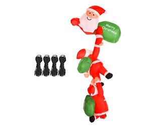 Irishom Décoration de Père Noël Gonflable Electrique avec 6 Lumières LED 2,3M, Décoration de Noël Géante Etanche avec 4 Cordes Coupe-Vent pour Cour/Porte d'Entrée/Porche/Jardin