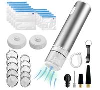 Irishom Machine de Scellage Sous Vide pour Bocaux Mason, Stockage des Aliments Secs/Humides/Poudre, avec 10 Sacs Scellés/10 Couvercles Scellés/Adaptateur de Canette Mason/Aiguille de Gonflage