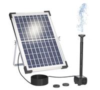 Irishom Pompe de Fontaine Solaire 9V/10W 300L/h, Pompe à Eau Solaire, avec Grand Panneau Solaire et 3 Buses, Circulation de l'Eau de l'Oxygène, pour Bain d'Oiseaux/Aquarium/Etang/Jardin